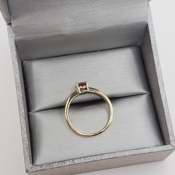 Genuine Oval Citrine Yellow Gold - 925 Sterling Silver Solitaire Ring - Picture 2 of 7